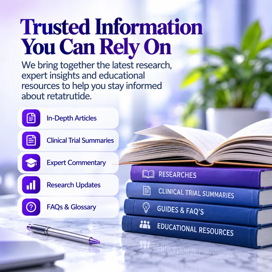 Infographic on trusted information resources: in-depth articles, clinical trial summaries, expert commentary, research updates and FAQs.